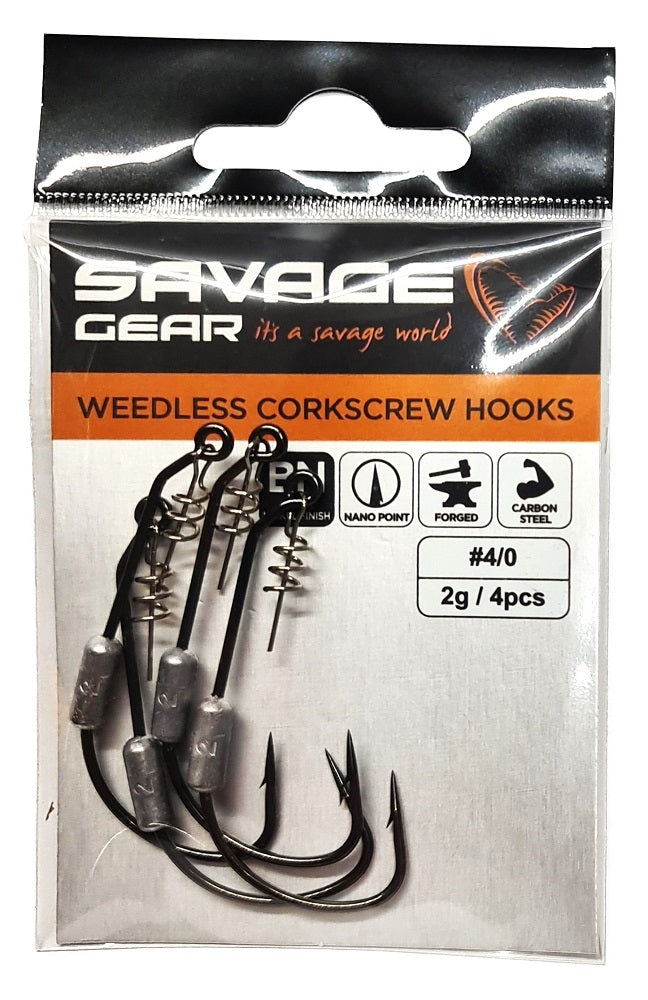 corkscrew fishing hooks Savage Gear Weedless Corkscrew Hook Weighted 2g 4/0