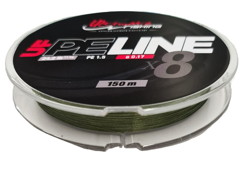 Ultimate Fishing PE Line x8 PE1.5 24lb 150M Dark Green