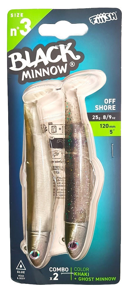 Fiiish Black Minnow 120 25g No3  Combo Double Pack Khaki & Ghost Minnow