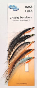 Grando Flies - Set of 5 SW Bass Flies - Grizzley Deceivers - Mr Fish Ltd