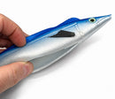 BallyWho Hollow Ballyhoo blue back 12 inch soft trolling stinger lure for Atlantic bluefin tuna with hollow body and bubble-producing side openings