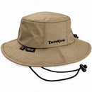 Tenryu beige CORDURA fishing hat with black embroidered logo, wide brim and adjustable chin cord