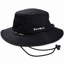 Tenryu black CORDURA fishing hat with wide brim, embroidered Tenryu logo and removable chin cord