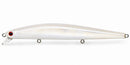 Zip Baits Abile 123S Pearl White colour 672, slim-profile silent sinking bass lure with shallow-diving bib and red eye.