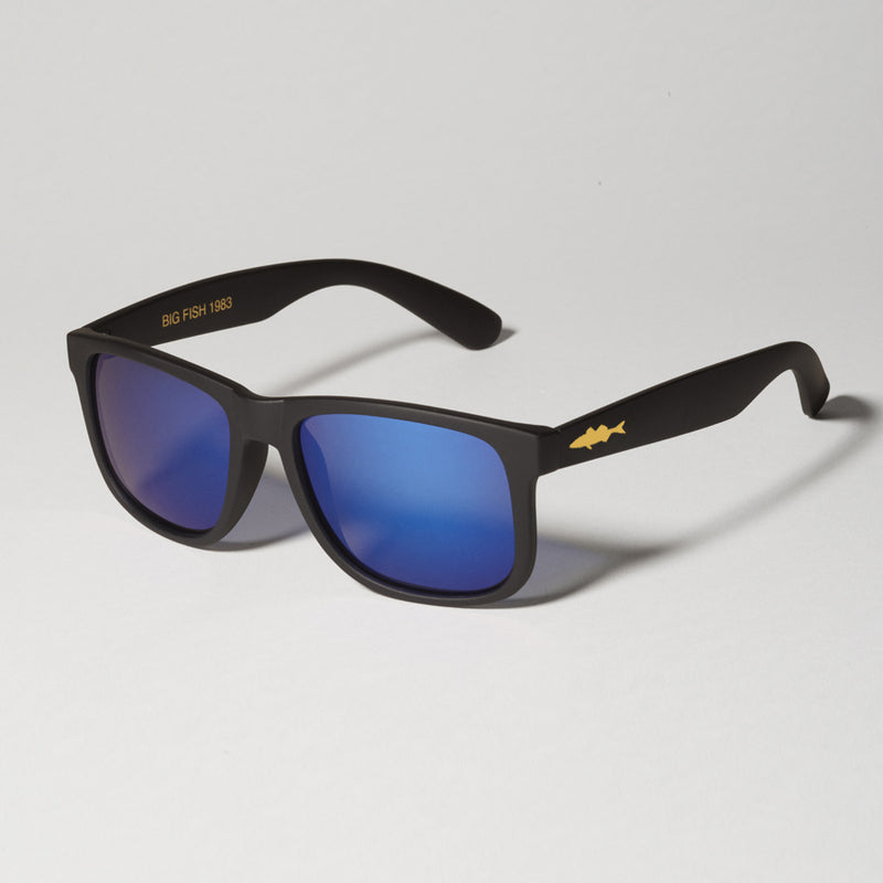 Big Fish 1983 - Easy Fish- Bass - Black Frame - Grey Lens - Blue Mirror